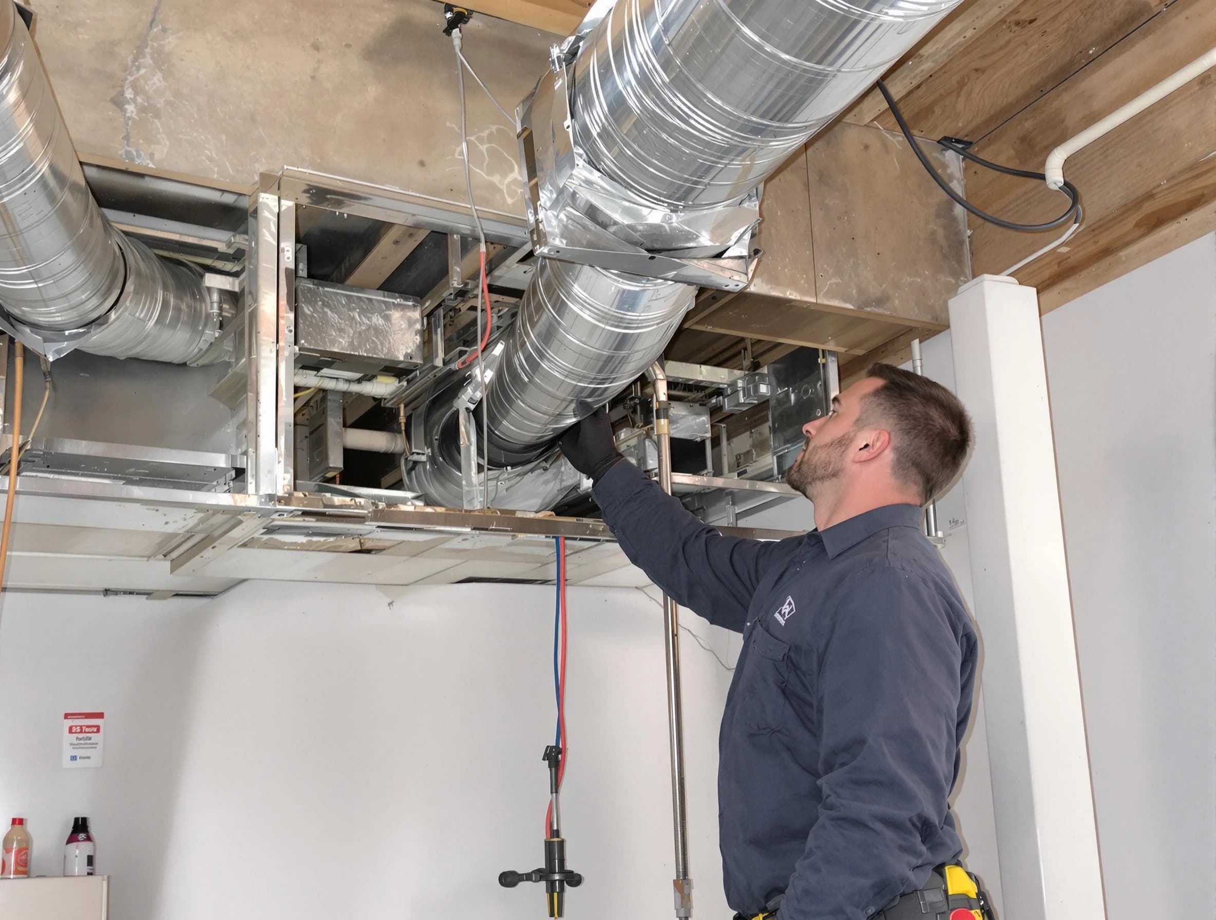 Denver Air Duct Cleaning technician performing professional air duct repair using specialized tools in Denver