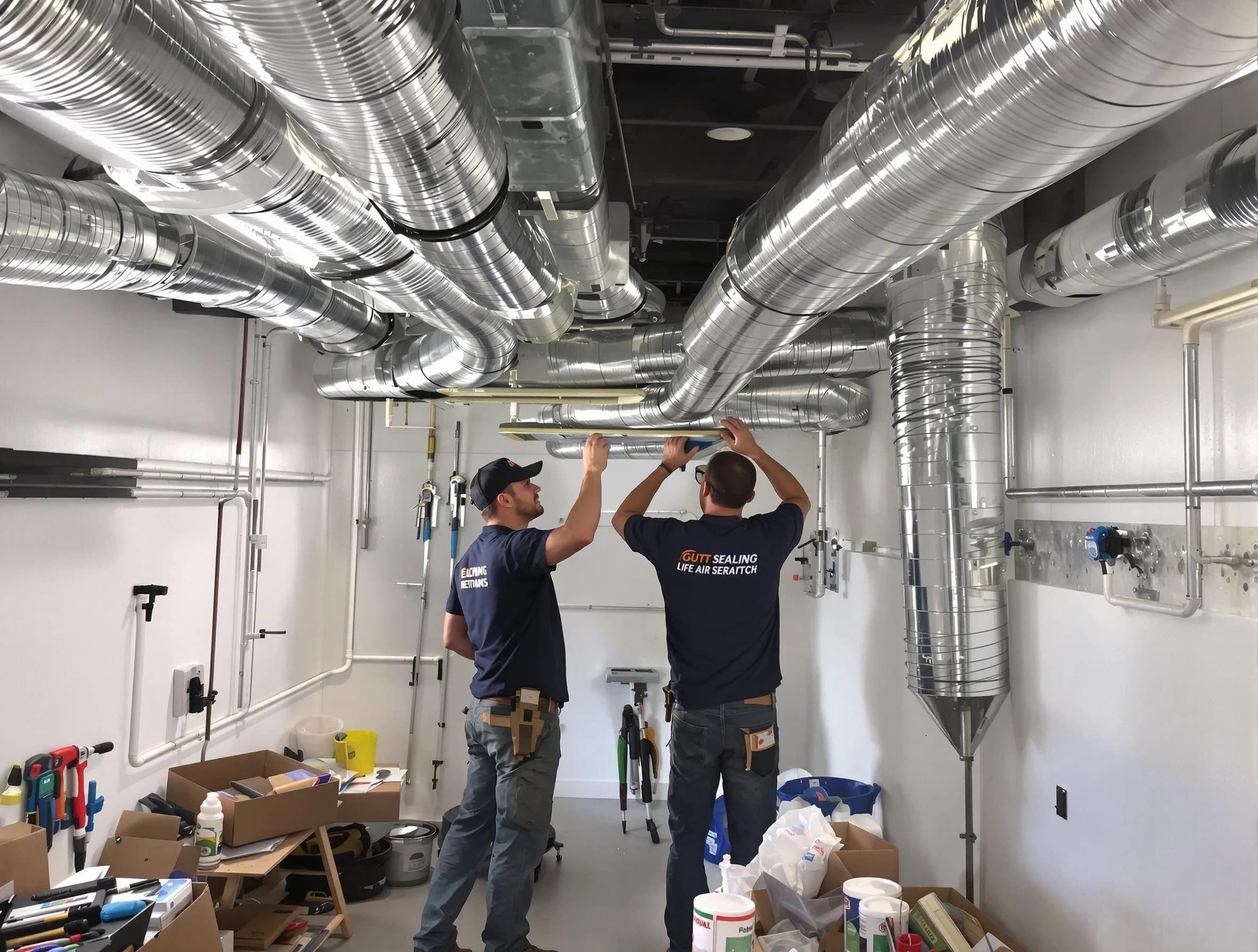 Denver Air Duct Cleaning technician applying professional duct sealing solutions in Denver