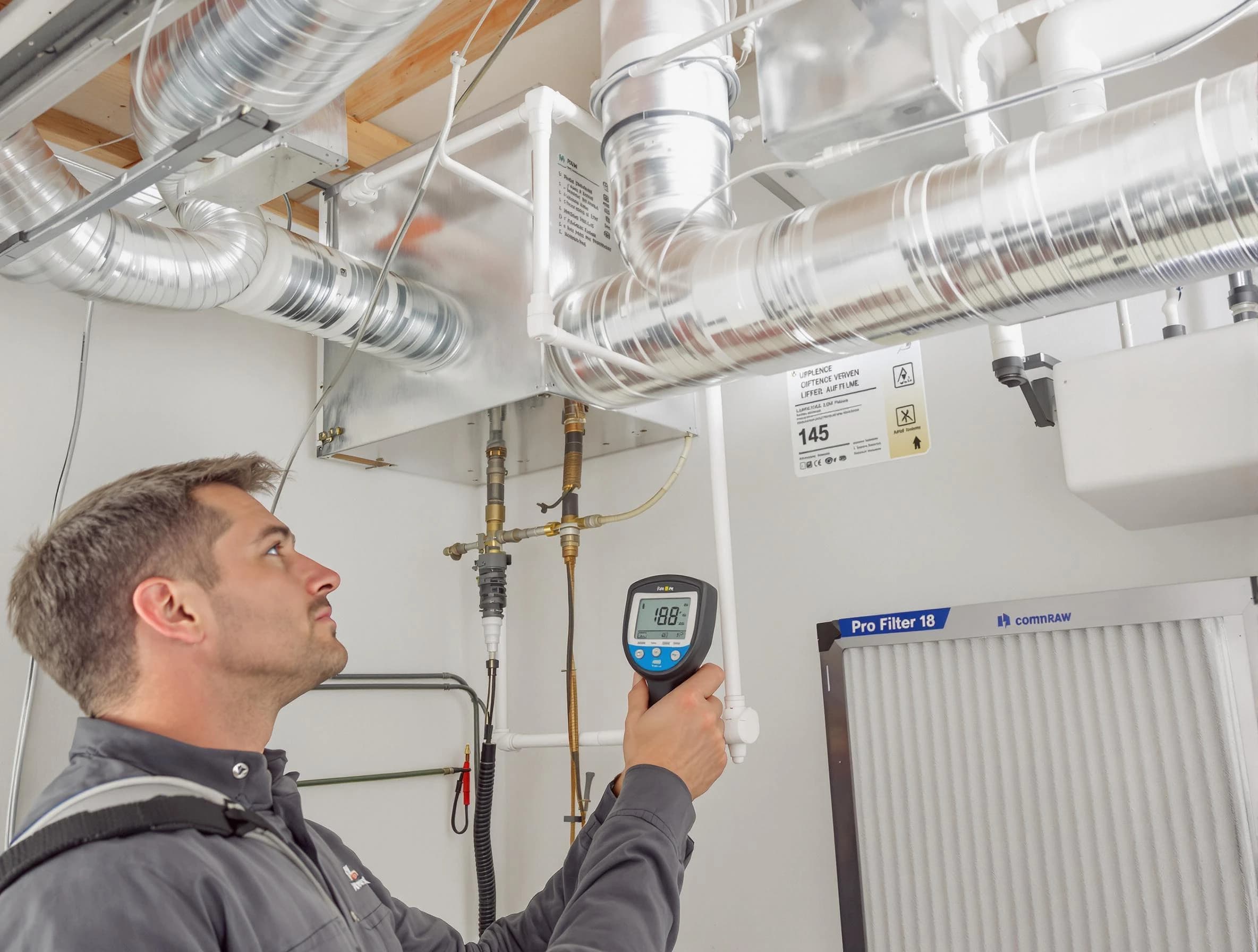 Denver Air Duct Cleaning expert conducting detailed filter system inspection using diagnostic tools in Denver
