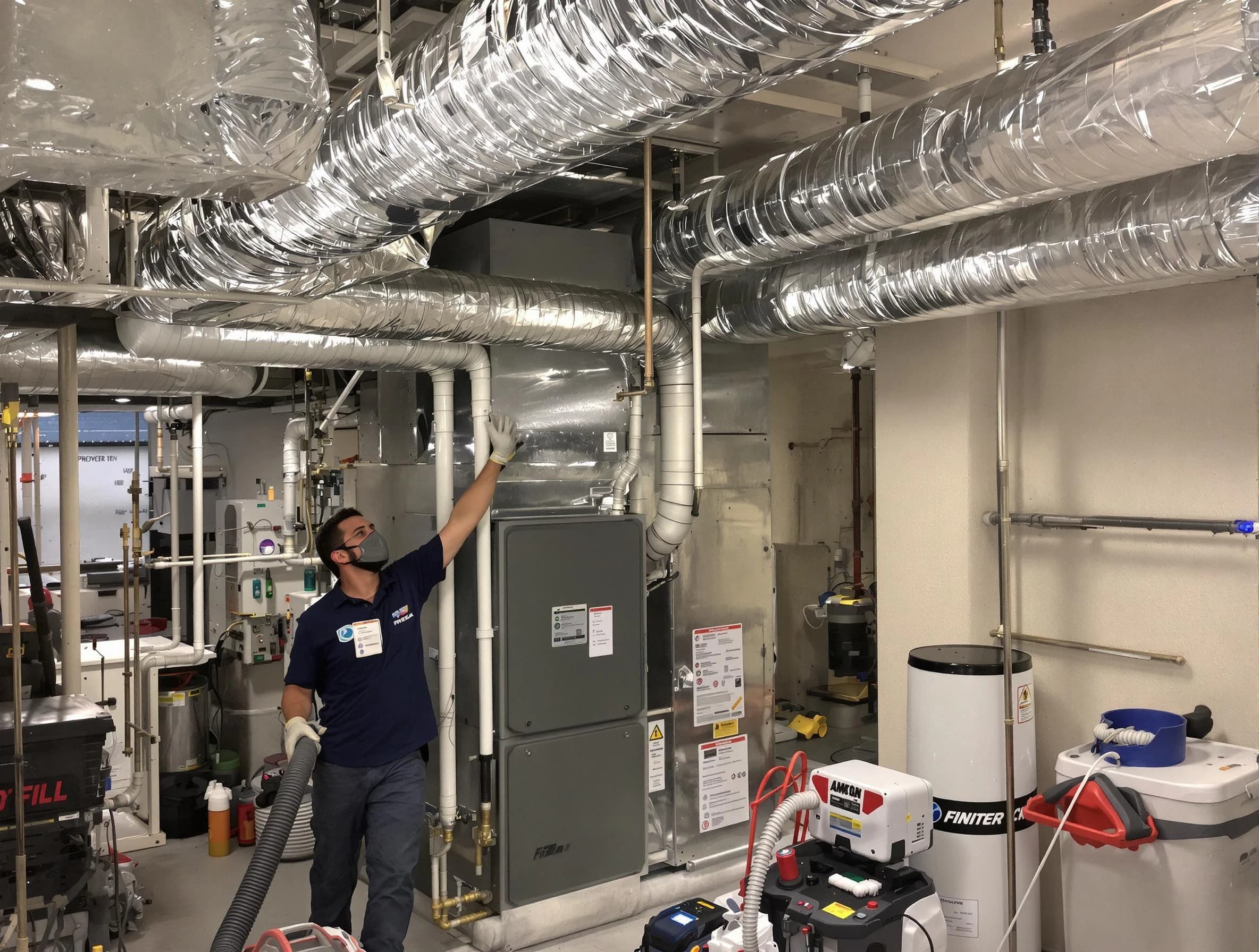 Denver Air Duct Cleaning specialist performing thorough furnace duct cleaning in a Denver residence