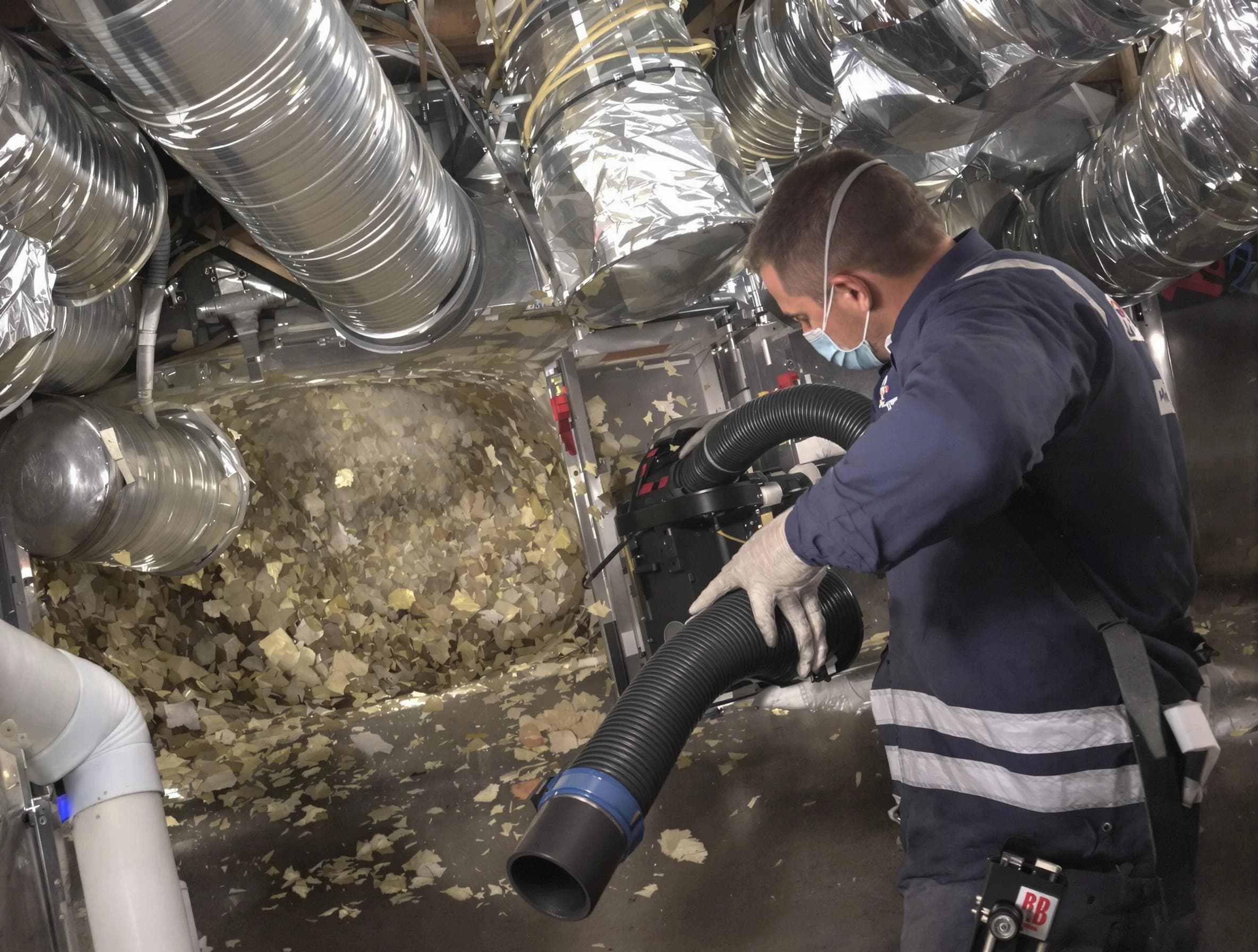 Denver Air Duct Cleaning specialist operating negative pressure cleaning equipment for thorough duct maintenance in Denver