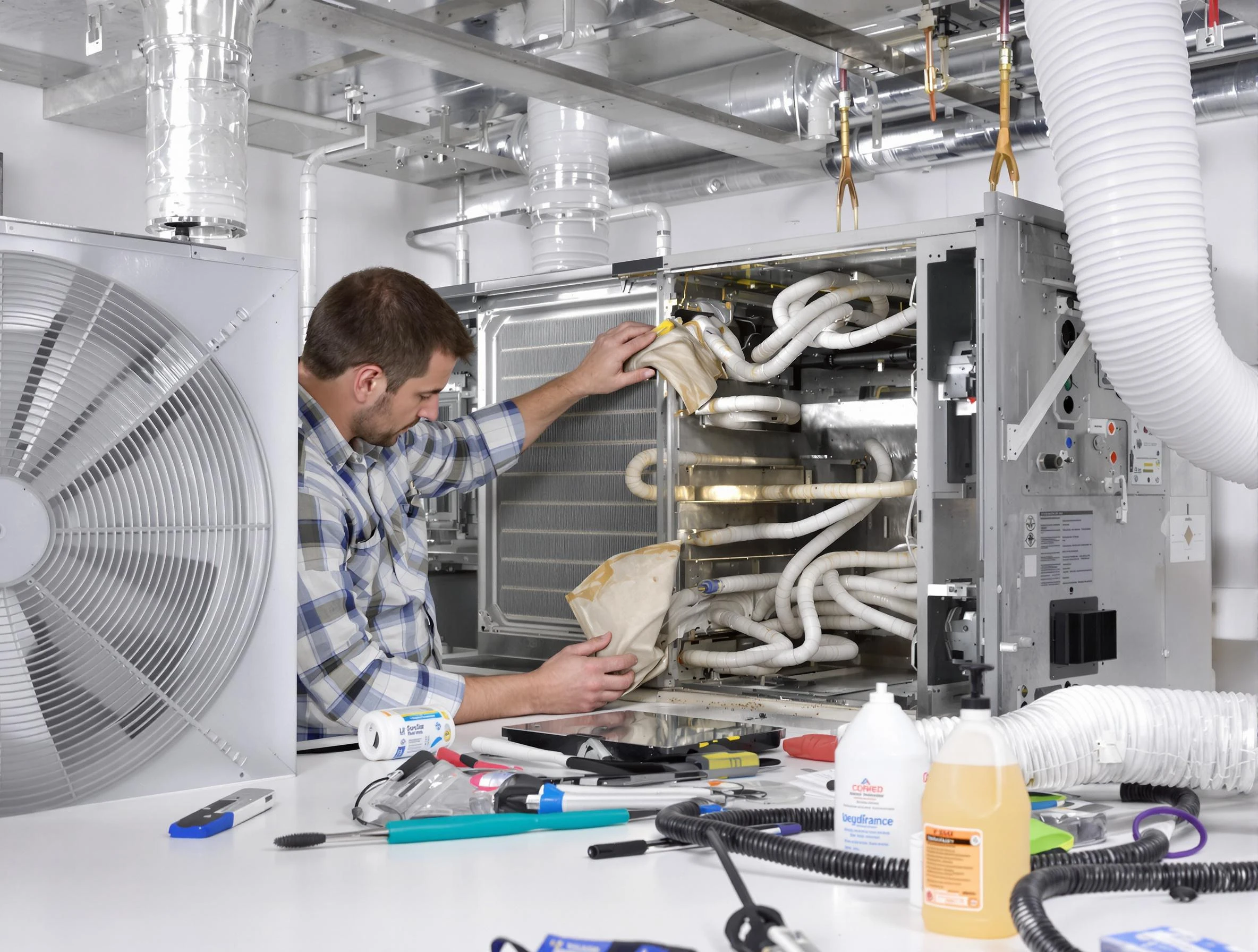 Denver Air Duct Cleaning specialist performing precision AC coil cleaning in Denver