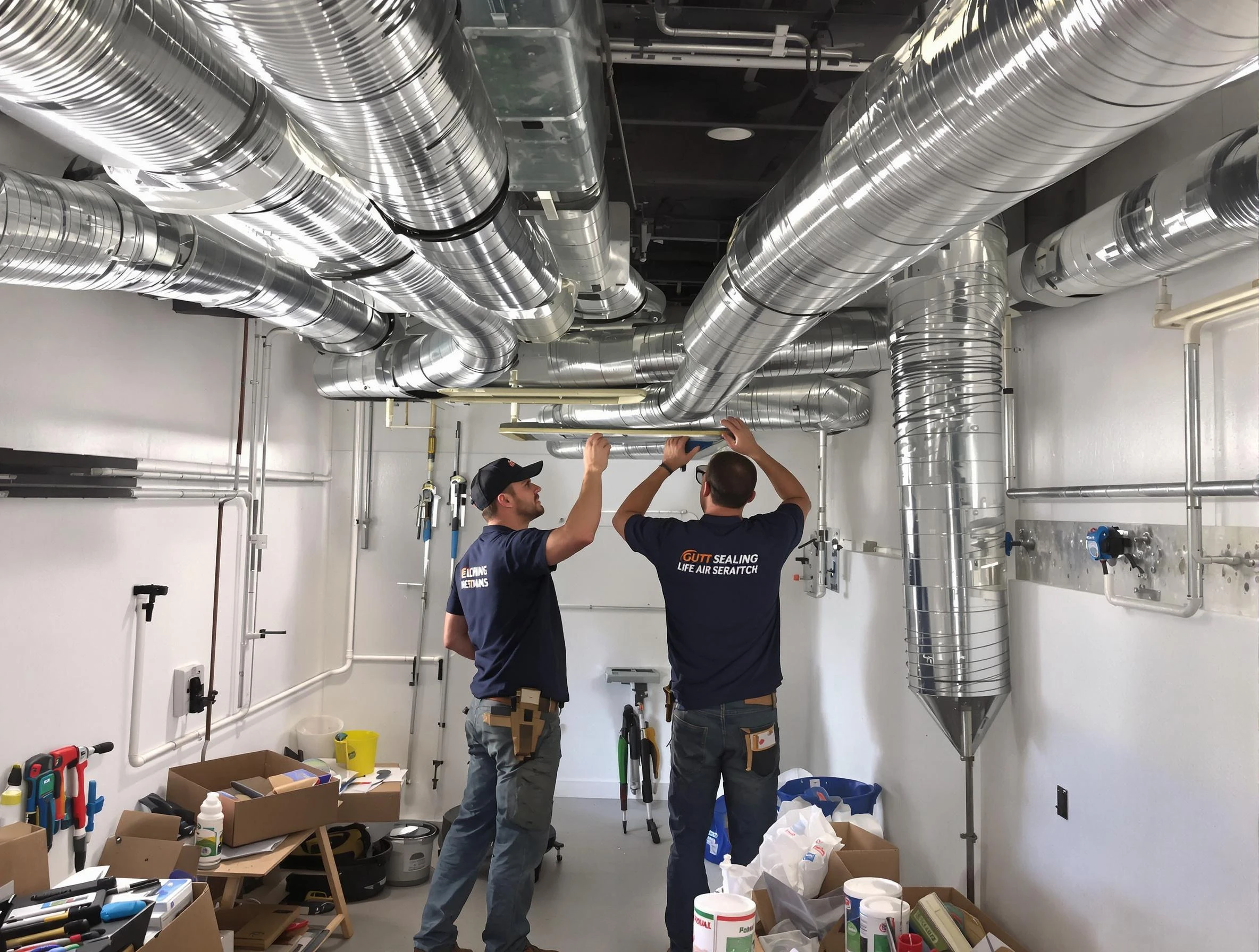 Denver Air Duct Cleaning technician applying professional duct sealing solutions in Denver